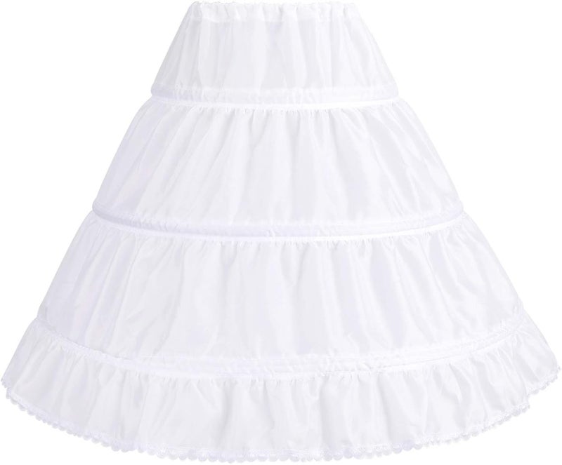 ODIZLI White Petticoat for Girls Tutu 3 Bones Hoops Net Skirt Drawstring Underskirt Full Slips Puffy Bustle - Image 3
